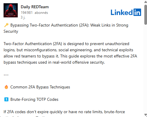 Screen post LinkedIn Daily REDTeam